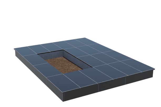 Площадки на могилу в&nbsp;Бузулуке | Площадка с вертикальной (15 см) облицовкой гранитом Габбро (под цветник)