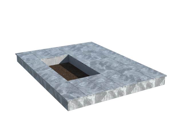 Площадки на могилу в&nbsp;Бузулуке | Площадка с вертикальной (15 см) мраморной облицовкой (под цветник)