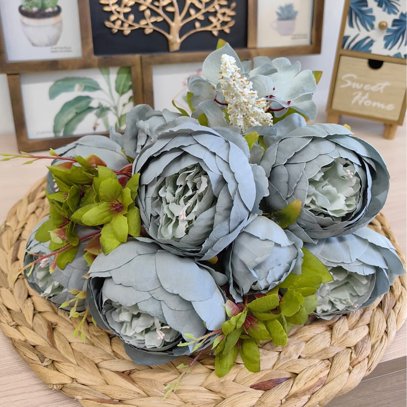 Искусственные цветы в Бузулуке | Цветы искусственные «Пионы», серо-голубые, букет