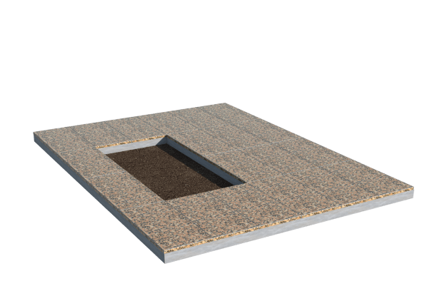 Площадки на могилу в&nbsp;Бузулуке | Площадка с облицовкой Южно-Султаевским гранитом (под цветник)