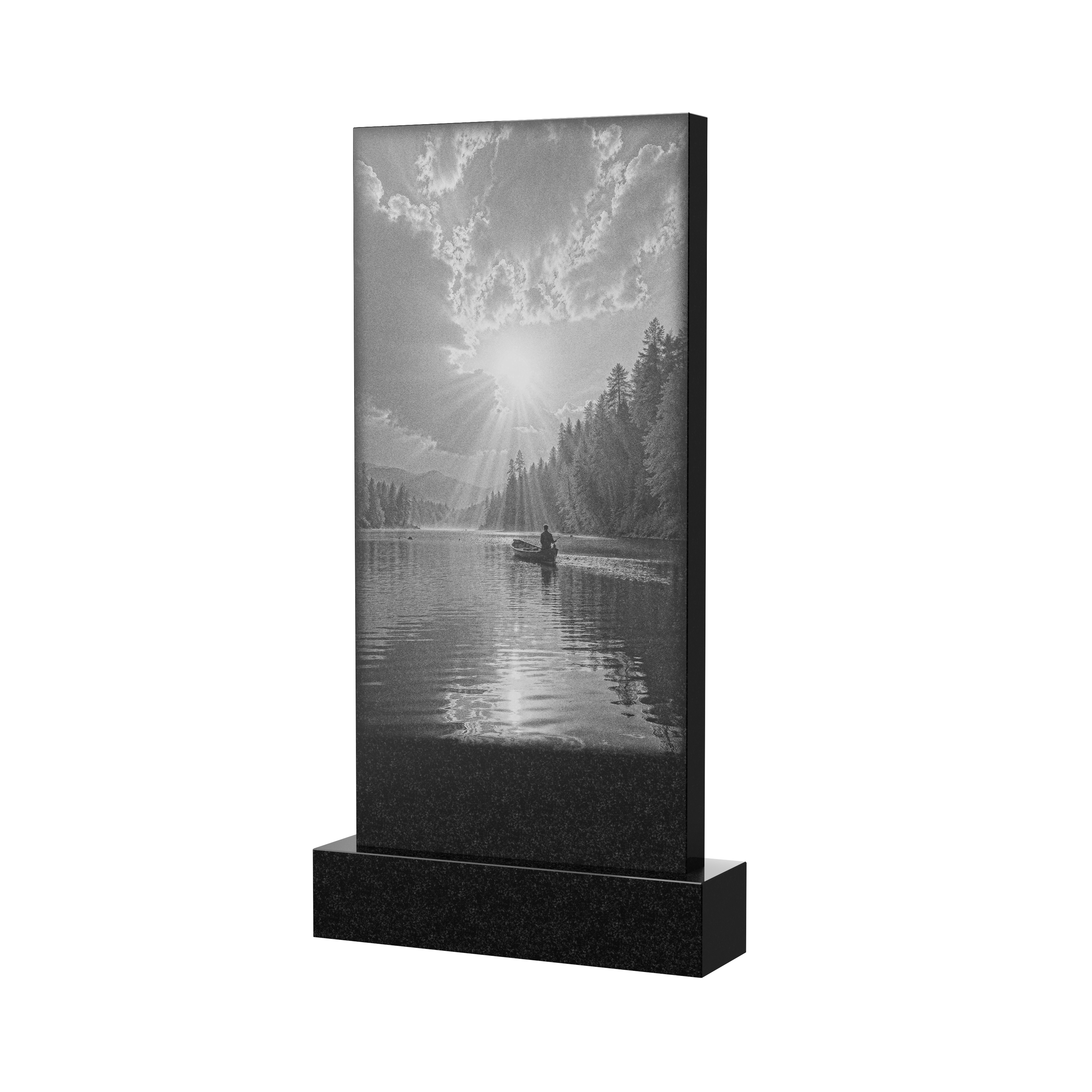 Оборотная сторона | Оформление оборотной стороны стелы с рыбалкой, рисунок ОБ-018