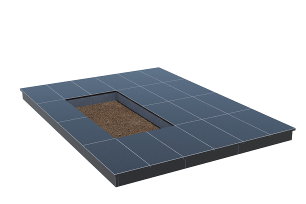 Площадки на могилу в&nbsp;Бузулуке | Площадка с вертикальной (10 см) облицовкой гранитом Габбро (под цветник)