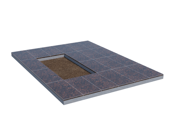 Площадки на могилу в&nbsp;Бузулуке | Площадка с облицовкой Дымовским гранитом (под цветник)